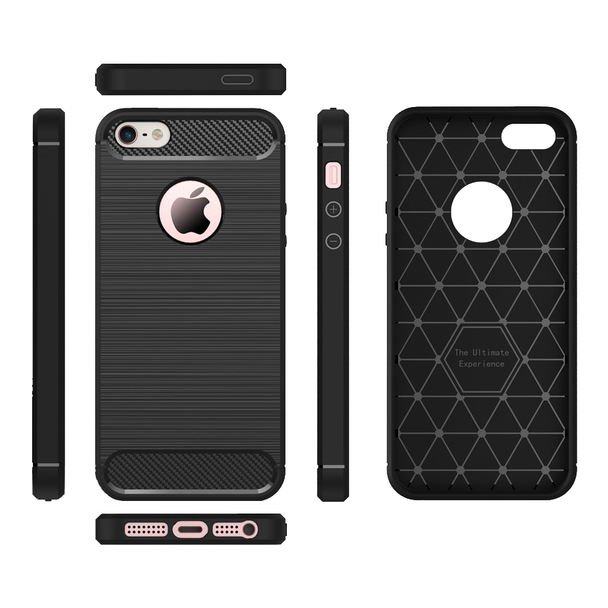 Flexi Slim Carbon Fibre Case for Apple iPhone 5 / 5s / SE (1st Gen) - Brushed Black
